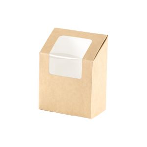 BOITE POUR WRAP en carton marron avec fenêtre 0,55L 90x50x130MM x1000