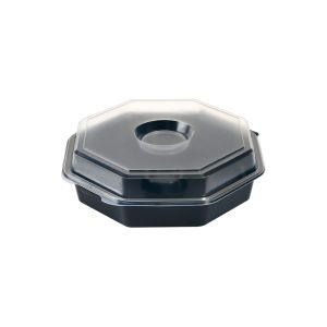 BOITE OCTAVIEW noire crystal avec pôt sauce 230x230x70MM x 160