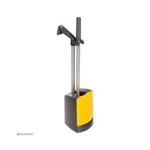 COMBINE WC brosse noire socle plastique jaune et anthracite