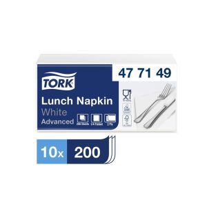 SERVIETTE LUNCH OUATE blanche 2 plis pliage en 4 33x33CM 200 x 10 paquets