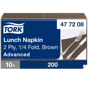 SERVIETTE LUNCH OUATE marron 2 plis pliage en 4 33x33CM 200 x 10 paquets
