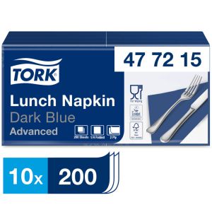 SERVIETTE LUNCH OUATE bleu océan 2 plis pliage en 4 33x33CM 200 x 10 paquets