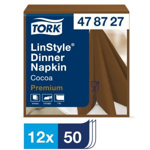 SERVIETTE DINNER LINSTYLE cacao pliage en 4 39x39CM 50 x 12 paquets