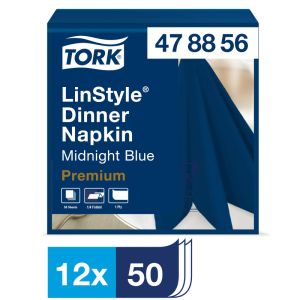 SERVIETTE DINNER LINSTYLE bleu marine pliage en 4 39x39CM 50 x 12 paquets