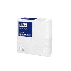 SERVIETTE LUNCH blanche 1pli 30x30CM pliage en 4 100 x 28 paquets