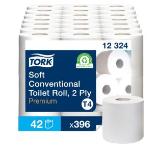 PAPIER TOILETTE PREMIUM DOUX T4 blanc 50M 2 plis 400 feuilles x42 rouleaux