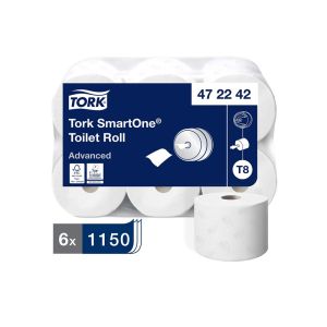 PAPIER TOILETTE SMARTONE ROULEAU T8 blanc 207M 2 plis 1150 feuilles x6