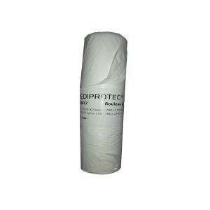 TABLIER hygiene PE BD lisse blanc 20µ 120x70CM 200 x 5 rouleaux