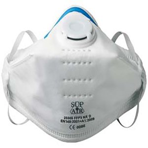 DEMI MASQUE FFP3 NR D valve duerp filtrant blanc pliable boite de 20