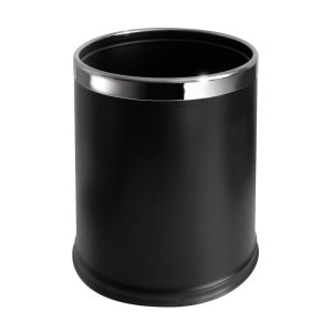 CORBEILLE DOUBLE PAROI ronde noire simili cuir 10L