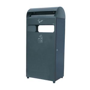 CENDRIER 4.5L avec conteneur gris acier galvanisé 48L