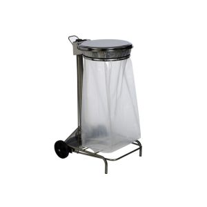 SUPPORT SAC COLLECROULE mobile à pédale inox 110L