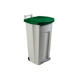 POUBELLE BOOGY à pédale mobile plastique blanc vert 90L