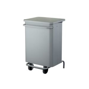 POUBELLE COLLECROULE CARENE mobile à pédale acier blanc 70L