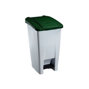 POUBELLE MOBILY à pédale mobile plastique blanc vert 60L