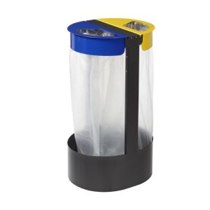 SUPPORT SAC CITWIN PREMIUM sur pied gris bleu jaune poubell 2x75L