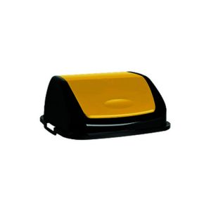 COUVERCLE CLAP basculant jaune pour poubelle noir 50L
