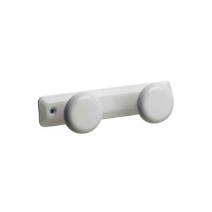 PATERE UTIL 2 têtes rondes acier poudré blanc 19x5x5CM