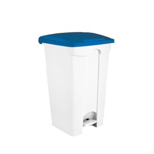CONTENEUR CONTITOP mobile pédale plastique blanc bleu 90L