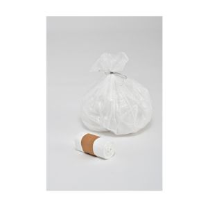 SAC POUBELLE A LIEN CLASSIQUE PEHD blanc 30L 10µ 500x650 50 x20 rouleaux