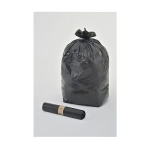 SAC POUBELLE A LIEN CLASSIQUE PEBD noir 130L 52µ 800x1100 25 x4 rouleaux