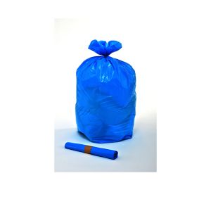 SAC POUBELLE A LIEN CLASSIQUE PEBD bleu 30L 20µ 500x700 50 x10 rouleaux
