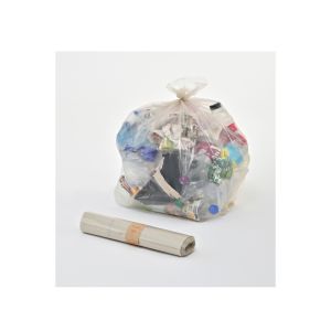SAC POUBELLE A LIEN CLASSIQUE PEBD transparent 110L 32µ 700x1050  25 x8 rouleaux