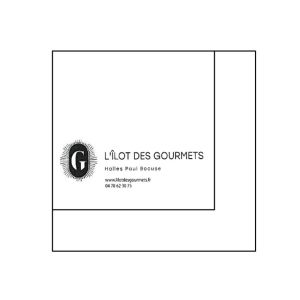 SERVIETTE OUATE blanche 2 plis impression une couleur noir 24x24CM x3000