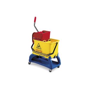 SEAU DE LAVAGE BI-BACS SPIDER MAX jaune avec presse à plat 2x8L 55x27x87CM