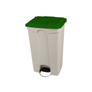COLLECTEUR A PEDALE déchets alimentaires 82x41,2x50CM blanc/vert 90L