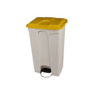 COLLECTEUR A PEDALE déchets alimentaires 82x41,2x50CM blanc/jaune 90L