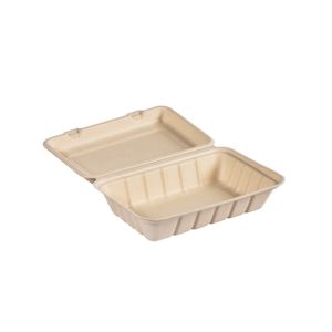 COFFRET REPAS 1 compartiment marron en canne à sucre 0.85L 50 x2 paquets soit 100