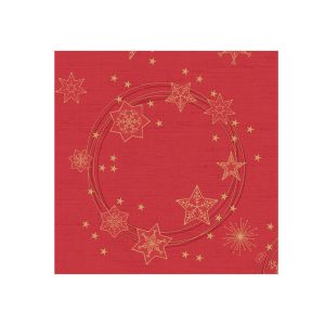SERVIETTE DUNISOFT star shine rouge 40x40CM 60 x6 soit 360 serviettes