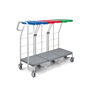 CHARIOT LINGE 3 supports pour sac de 70L avec couvercles et poignée