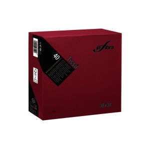 SERVIETTE DE TABLE TISSU' bordeaux 38x38CM 2 plis 40 x36 paquets soit 1440
