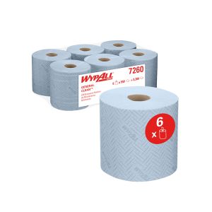 ESSUYEUR REACH PLUS L20 bleu dévidage central  24.5x18.3CM 2 plis 550 formats x6