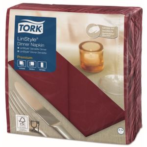 SERVIETTE DINNER LINSTYLE bordeaux pliage en 8 39x39CM 50 x 12 paquets