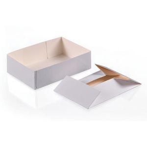 BOITE A PETITS FOURS en carton blanc sans couvercle 250G 10x14x5CM x100