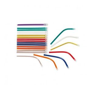POMPE A SALIVE 150 MM embout amovible bleu transparent sachet de 100
