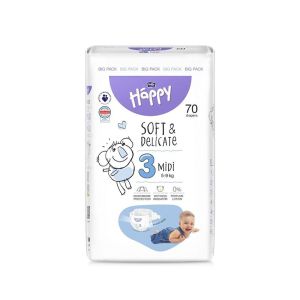 COUCHE BEBE à scratch BBHappy Soft&Delicate Midi T3 5-9kg 70 x 4 sacs