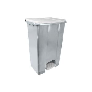 CONTENEUR ECOCONTI  mobible à pédale gris couvercle blanc 80L
