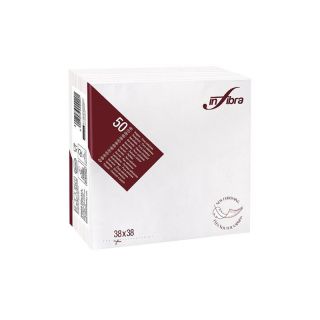SERVIETTE DE TABLE TISSU' blanche 38x38CM 2 plis 50 x36 paquets soit 1800