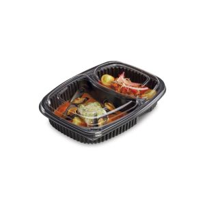BOITE COUVERCLE COOKIPACK noir plat chaud 2 compartiments 877CC 40x 8 sachets