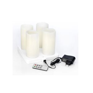 BOUGIE CYLINDRES A LED blanche usage extérieur 220x75MM x 4 bougies rechargeables