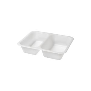 BARQUETTE CATER LINE blanche bioplastique 2 compartiments 645 540ML x216