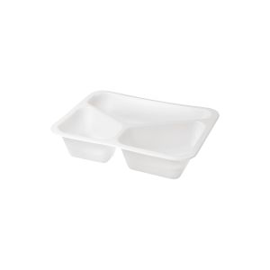 BARQUETTE CATER LINE blanche bioplastique 3 compartiments 530 325 235ML x216