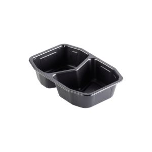 BARQUETTE PP HMR noire 2 compartiments 0,94L 215x148x40MM x312