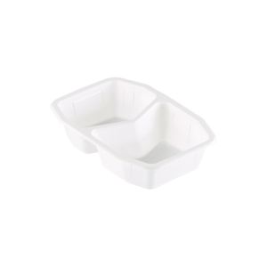 BARQUETTE PP HMR blanche 2 compartiments 0,94L 215x148x50MM x312