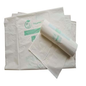 SAC POUBELLE A LIEN CLASSIQUE blanc biodégradable 60L 28µ 680x820 10 x25 rouleaux