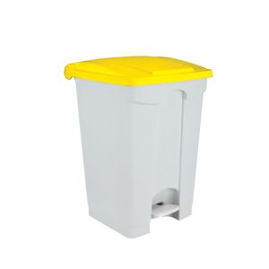 CONTENEUR CONTITOP mobile pédale plastique blanc jaune 70L